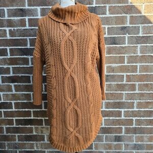 Express Orange Cowl Neck Sweater Dress